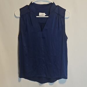 The Reset R Label Sleeveless V Neck Blouse Top Womens XS Navy Blue